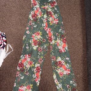 Floral Print Green Jumpsuit